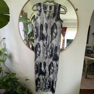 Vintage plisse mini dress with renaissance scene